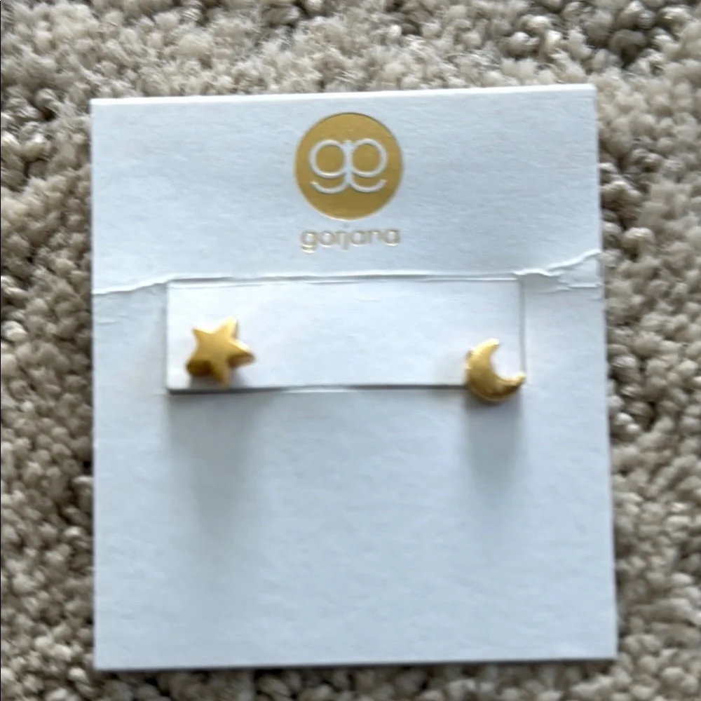 Gorjana star crescent moon earrings with gift box, jewelry pouch bag, gift bag - Picture 2 of 7
